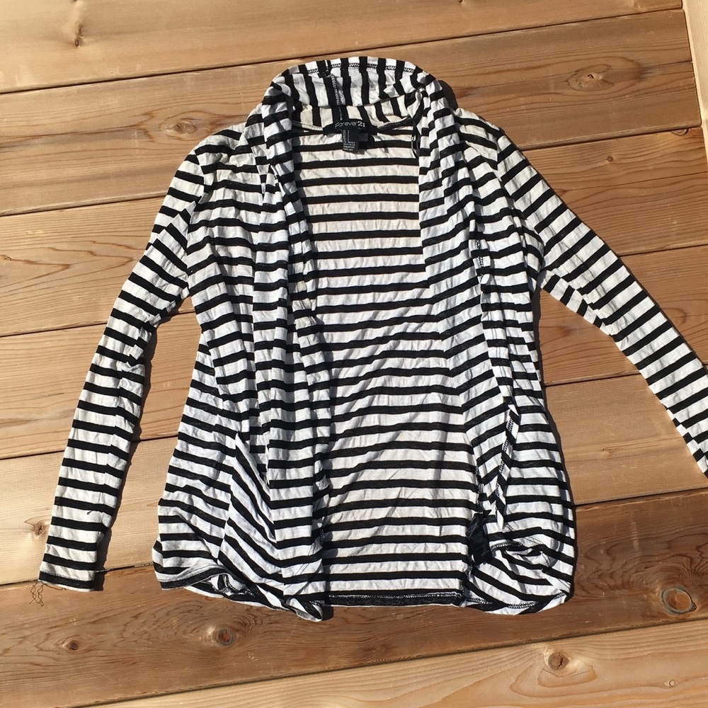 Forever 21 striped draped cardigan thin material